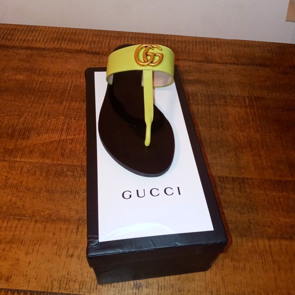 neon green gucci slides